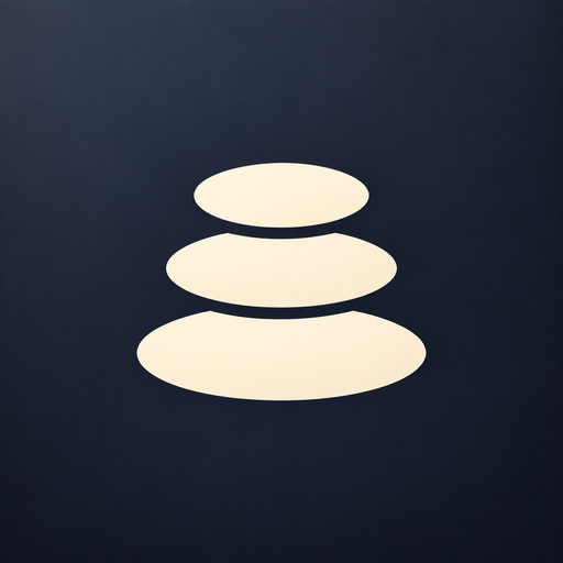Balancer app icon: three balanced stones on a dark field